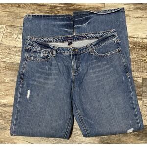 Aeropostale Authentic Flare Jeans Womens 13/14R Distressed Blue Med Wash